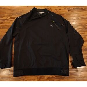 PUMA Windbreaker Men XXL Black Defender Race Spraytop Mock Neck Pullover MinFlaw